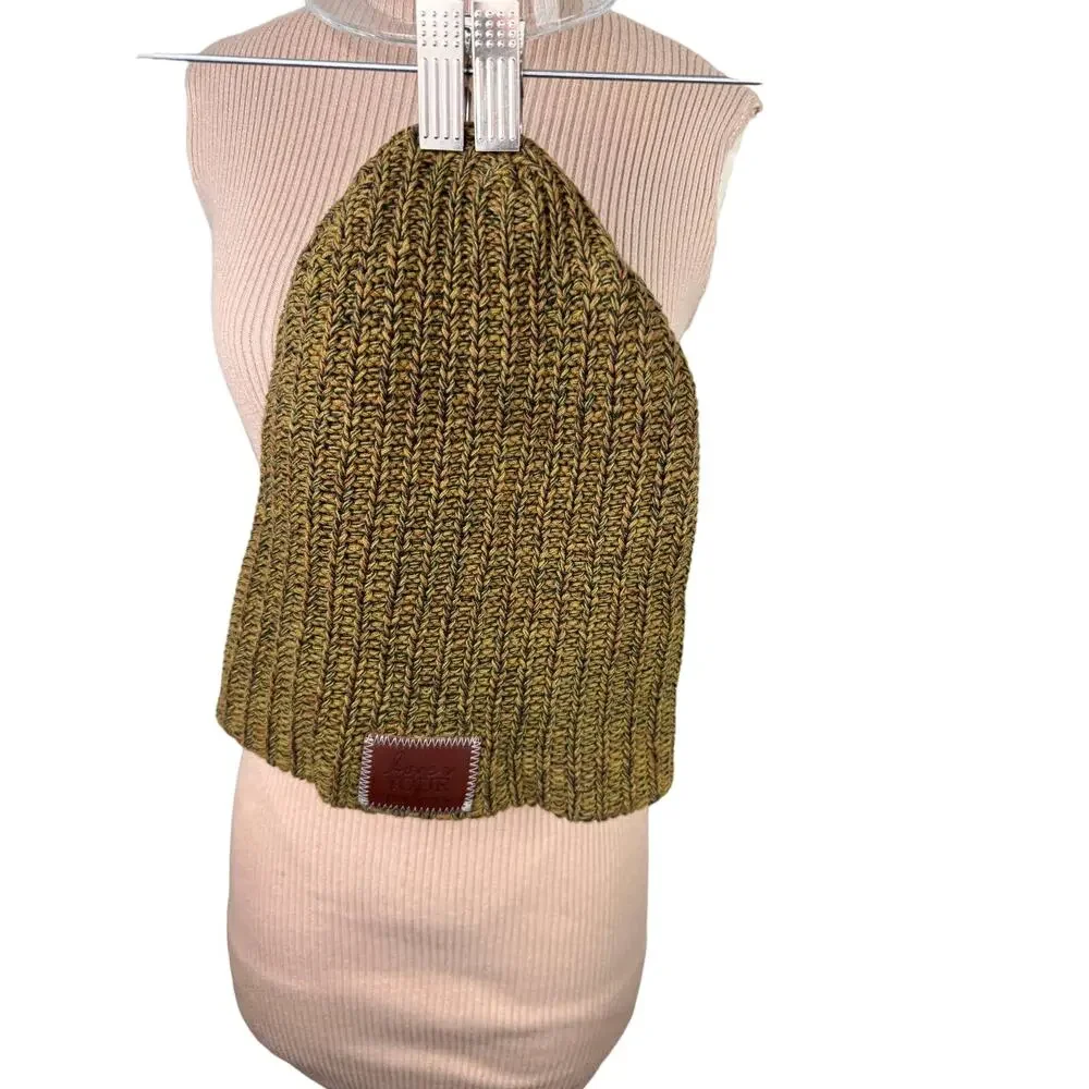 Love Your Melon Green Brown Winter Beanie Hat Cotton Cuffed Knit Regular Fit